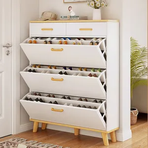 Porte d'entrée moderne 2 tiroirs grande capacité armoire à chaussures en bois blanc étagère de rangement meuble japonais chaussure pour armoire de maison