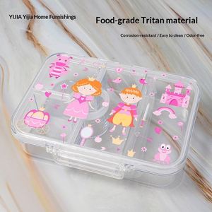Tritan Bento Box Student <b>Lunch</b> Box Transparent Multi-Compartment Children's <b>Lunch</b> Box Sealed European American Single Button - Product Image 2