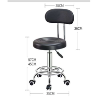 Tabouret Rond Pivotant et Réglable en Hauteur, Noir en PU, pour Salon de Beauté et Consultation Médicale, avec Dossier – Vente en Gros Usine