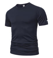 Vente en gros – T-shirt décontracté pour homme, uni, brodé, tricoté, à manches courtes, séchage rapide, respirant, léger, pour sports d'été en extérieur et fitness