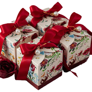 Wholesale Fancy Decorative Red Art Paper Chocolate Packaging <b>Boxes</b> <b>Empty</b> Sweet <b>Boxes</b> for Weddings Ribbon for Food Sugar - Product Image 4
