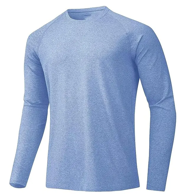 Custom Logo Heather Mens raglon Long Sleeve TShirt UPF 50+ Sun Protection T-Shirt Hiking Fishing Athletic Tops