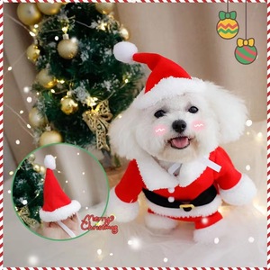 <b>Santa</b> Claus Costume For <b>Dogs</b> And Cats Winter Pet <b>Outfit</b> Red With White Trim Comfortable Christmas Clothing - Product Image 2