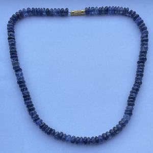8mm 10mm Natural Blue Iolite Smooth Rondelle Beaded Gemstone Strand Necklace <b>Gold</b> Plated AAA Quality Ethnic Gift Wedding Jewelry - Product Image 3