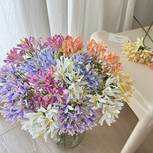 Artificial Agapanthus Flowers <b>Silk</b> High Simulation Home Decoration Floral Arrangement White Blue Purple Orange Rose <b>Red</b> - Product Image 1