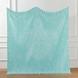 Nhà Dệt May 100% Hữu Cơ Sợi Bông Nhanh Chóng Khô Cho Bãi Biển Màu Ngọc Lam Rùa Biển Rạn San Sâm Khăn Cát Đám Mây Thêm Lớn Khăn - Product Image 3