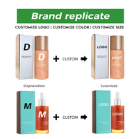 Surligneur de maquillage biologique personnalisé, poudre bronzante à paillettes éclaircissante pour le visage, huile liquide scintillante pour le corps avec perle blanche et or rose