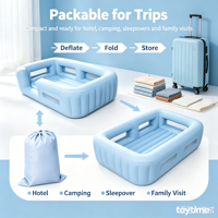 Lit de voyage gonflable pour tout-petits avec pare-chocs sur 4 côtés, pompe électrique, PVC portable