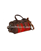 Sac de voyage en cuir marocain Kilim, fermeture éclair en cuir véritable, style bohème, unisexe, pour hommes et femmes, idéal pour les vacances
