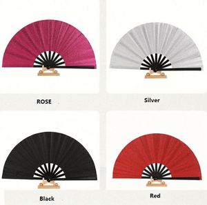 Éventails pliables personnalisés en plastique, grand format 33 cm, style Kung Fu, à paillettes, peints à la main, pour festivals et soirées dansantes - Product Image 3