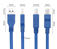 Kabel USB 3.0 A ke B SIPU, Kabel Printer Kecepatan Tinggi 1.5m, Kabel Transfer Data Port Persegi untuk Printer Scanner
