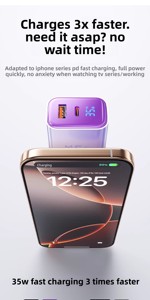 <span class=keywords><strong>Chargeur</strong></span> de téléphone à double charge rapide 35W en nitrure de gallium avec affichage numérique intelligent pour 17 Pro Max, ensemble de câbles de données - Product Image 5