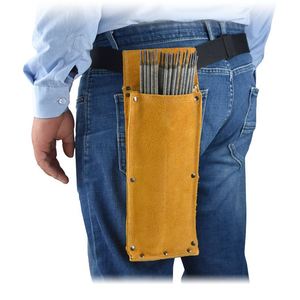 High Quality Fire Proof Heat Resistant Genuine Leather American Style Double Tier Welding Electrode Tool Storage Bag - Product Image 1