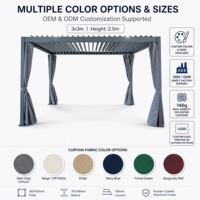 Pergola à lames orientables en aluminium thermolaqué antirouille 3x3m, toit à lames réglables, pavillon de patio extérieur, rideau d'intimité imperméable