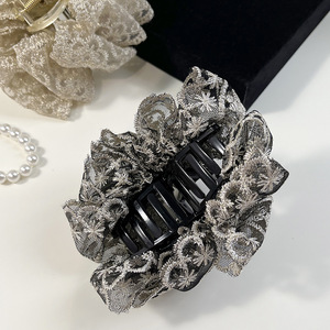 Pinza de Pelo Coreana de Malla con Lazo Romántico Francés, Accesorios para el Cabello para Bodas y Fiestas para Mujer - Product Image 6