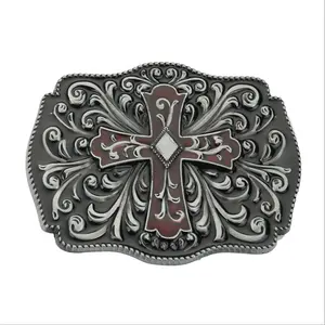 Wholesale New Pattern cross 3D western belt buckle vintage,custom 3D belt buckle vintage