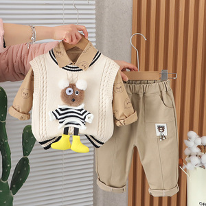 Automne pieds suspendus ours <span class=keywords><strong>pull</strong></span> gilet ensemble pour bébé garçons nouveau Style étranger 1-3 <span class=keywords><strong>ans</strong></span> <span class=keywords><strong>fille</strong></span> vêtements - Product Image 2