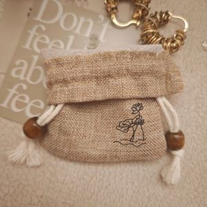 Eco-Friendly <b>Small</b> Natural Jute Earring Necklace Jewelry Dust Pouch Custom Logo Printed Reaycled Burlap Gift Jute Drawstring <b>Bag</b> - Product Image 6