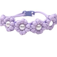 Collier pour chien en crochet fleuri, perles pour chat, réglable, polyester léger, durable, 30 à 45 cm, rose, violet, jaune, petit