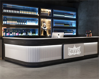 Comptoir de bar commercial moderne durable personnalisable en pierre et plastique avec éclairage LED pour restaurants et hôtels