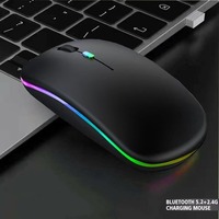 Mouse Inalámbrico Recargable por USB Bluetooth RGB Silencioso Ultrafino Delgado Ergonómico con Retroiluminación para Laptop PC Tablet
