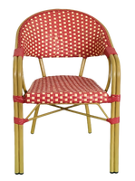 Chaises de bistrot françaises rouge bordeaux empilables, chaises de patio françaises de style parisien pour l'extérieur, chaises à bras pour restaurant