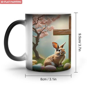 Heat Change Magic Mug 11oz Frosted Black <b>Ceramic</b> Custom Print Drinking <b>Cup</b> - Product Image 1