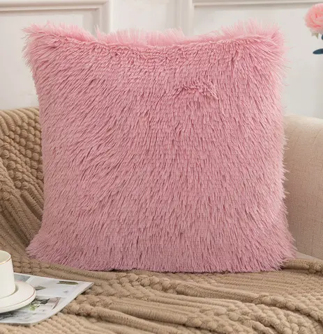 Two Sides Faux Fur Pillow Cover Decorative Fluffy Throw Pillow Soft Fuzzy Pillow Case Cushion Cover for Bedroom/Couch 16x16