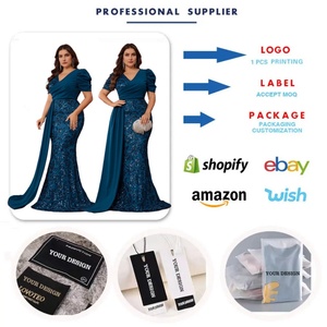 Robes de soirée luxueuses grande taille 2026, col en V, à sequins, longues, élégantes, style sirène, pour demoiselles d'honneur - Product Image 3