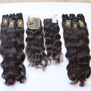 Cabello humano virgen indio sin procesar, cutícula alineada Original, paquete de cabello sin procesar con cierre de encaje Hd fino, proveedores de cabello humano crudo Ha - Product Image 2