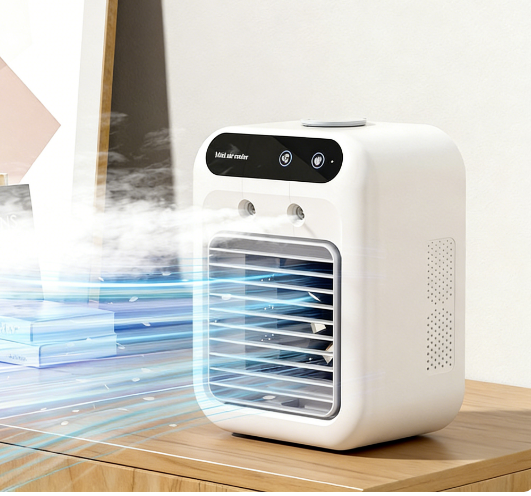 Small Air Cooler Fan Upgraded Mini Personal Water Ice Cooling Fan Portable Air Conditioner, With 2 Speeds For Everywhere