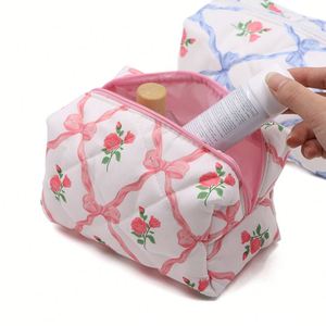Floral Quilted Bag for Women Cosmetic Toiletries Large Capacity <b>Makeup</b> Pouch Toiletry Organizer <b>Case</b> - Product Image 1