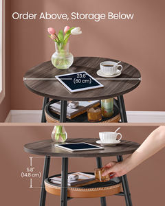 <span class=keywords><strong>VASAGLE</strong></span> EKHO-<span class=keywords><strong>Table</strong></span> <span class=keywords><strong>haute</strong></span> ronde <span class=keywords><strong>de</strong></span> <span class=keywords><strong>bar</strong></span> en cuir synthétique surpiqué avec rangement - Product Image 3