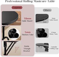 Table à Ongles Portable avec Aspirateur à Poussière, Table de Manucure Roulante Pliable avec Repose-Mains de Manucure, Organiseur et Sac de Transport