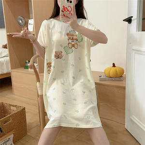 เดรสฤดูร้อนแบบลำลองของผู้หญิงชุดเดรสลำลองแบบหลวมใส่สบายคอเสื้อแขนสั้นแต่งระบายเอวแบบธรรมชาติ - Product Image 4