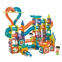 2024 Magic Magnetic Paradise STEM, Bloques de Construcción de Pistas Magnéticas, 128 Piezas, Juguete de Construcción de Tubos de Plástico, Juguete Magnético de Carreras para Niños