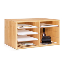 Organisateur de documents de bureau en bambou, porte-documents A4, 8 compartiments, un seul niveau, couleur naturelle, pour usage de bureau