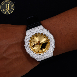 Boîtier de montre <span class=keywords><strong>GA2100</strong></span> Thorn plaqué or, compatible testeur de diamant, avec lunette sertie de diamants VVS et moissanite, pièces et accessoires de luxe pour bijoux - Product Image 1