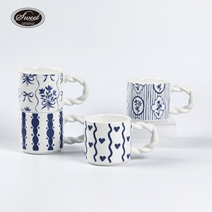 <span class=keywords><strong>Taza</strong></span> de Cerámica con Diseño <span class=keywords><strong>Original</strong></span> Pintado a Mano SWT, Azul y Blanco, con Logotipo Personalizado, Diseño Floral Simple y Único, para Uso Diario en el Hogar - Product Image 4