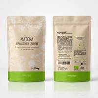 Sachet d'emballage personnalisé pour poudre de matcha avec logo, sac intérieur de qualité alimentaire, pochette autoportante thermoscellable en aluminium