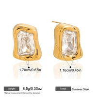Boucles d'oreilles rectangulaires irrégulières en acier inoxydable plaqué or 18 carats de conception classique pour femmes