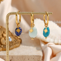 Nouvelles Boucles d'oreilles pour femmes, style européen-américain, en pierre de Tianhe, design de niche, avec pendentif étoile en pierre naturelle Bamang, en acier inoxydable