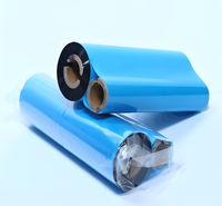 Pita Transfer Panas Kustom Terlaris Berbahan Lilin Resin, Lapisan Luar Biru, Hitam, Lebar 24mm, Kompatibel dengan Printer Label