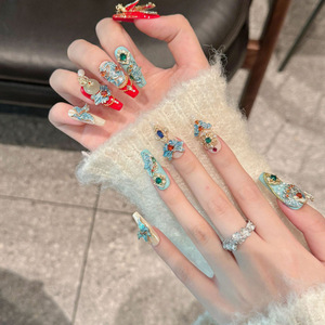 <span class=keywords><strong>Diseño</strong></span> #2600 estilo chino de gama alta <span class=keywords><strong>novia</strong></span> <span class=keywords><strong>uñas</strong></span> hechas a mano logotipo personalizado <span class=keywords><strong>uñas</strong></span> artificiales ataúd medio diseñado prensa en las <span class=keywords><strong>uñas</strong></span> - Product Image 3