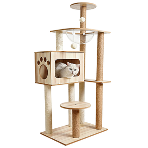 Árbol para Gatos de Madera al por Mayor, Estructura para Trepar, <span class=keywords><strong>Nido</strong></span>, Cápsula <span class=keywords><strong>Doble</strong></span>, Estilo Universal para las Cuatro Estaciones, Juguete para Gatos con Diseño Encantador - Product Image 2