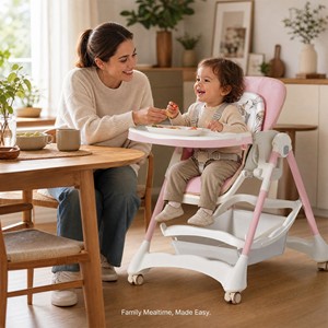 Silla <span class=keywords><strong>de</strong></span> Comer Plegable <span class=keywords><strong>para</strong></span> <span class=keywords><strong>Bebés</strong></span> con Arnés <span class=keywords><strong>de</strong></span> 5 Puntos, Altura Ajustable y Asiento Extraíble <span class=keywords><strong>para</strong></span> Niños <span class=keywords><strong>de</strong></span> <span class=keywords><strong>1</strong></span> a 4 Años - Product Image 2