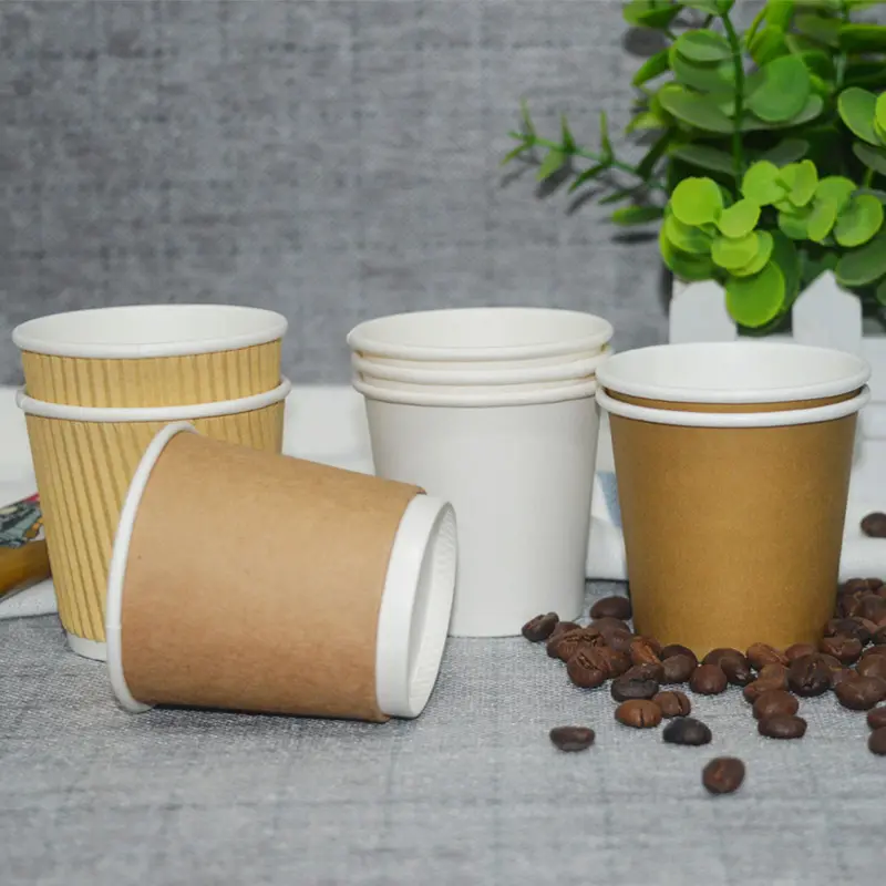 Espresso kraft paper double anti-scald paper cup disposable supermarket mini tasting paper coffee cups 100ml