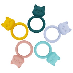 Silicone <b>Cat</b> <b>Ring</b> Teether For Babies 0-24 Months Soft Chew Toy With Texture Design Multicolor Options - Product Image 2