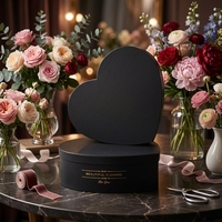 AM-GPB33 Ammy 99 Boîte cadeau rose 3 en 1 en forme de cœur, boîte en papier, fleur fraîche, rose éternelle, boîte vide pour la Saint-Valentin