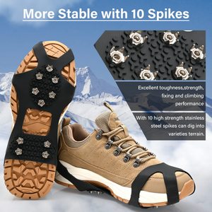 Crampons à glace professionnels à 10 crampons pour le camping et l'escalade, antidérapants, pour la marche sur la neige et la glace, avec pointes en silicone - Product Image 3